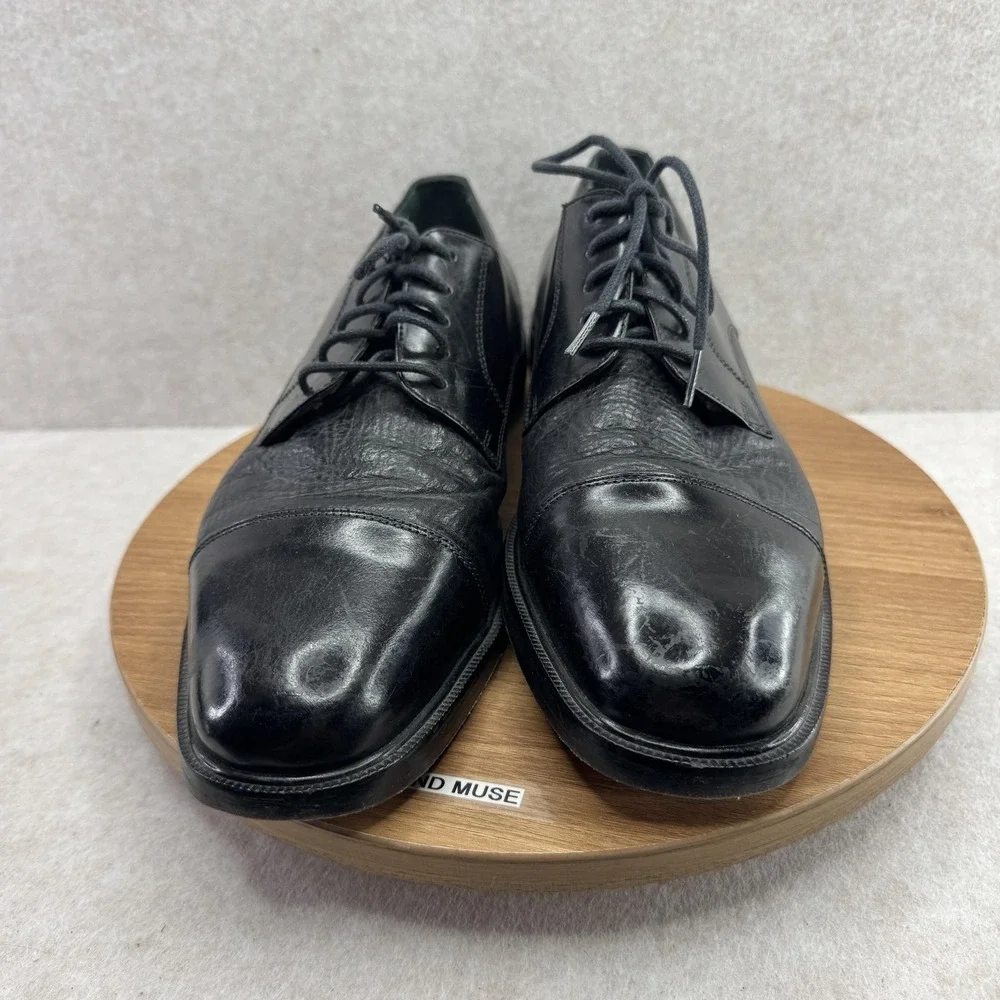 Florsheim Shoes Mens Size 10 Black Leather Derby Dress Lace Up Cap Toe K18150 01